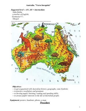 План-конспект уроку у 8 класі з теми Australia. Terra Incognita