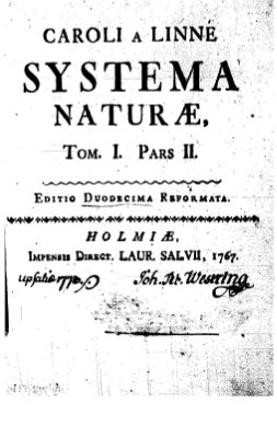 Linnaeus C. Systema naturae per regna tria naturae. Secundum classes, ordines, genera, species cum characteribus, differentiis, sinonimis, locis. Tomus I, Part 2