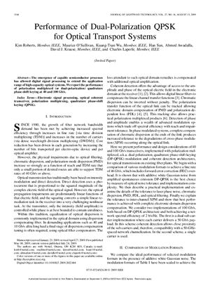 Kim Roberts et al. Performance of Dual-Polarization QPSK for Optical Transport Systems