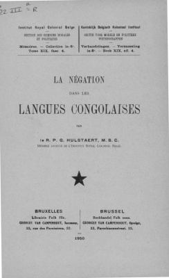 Hulstaert G. La négation dans les langues congolaises