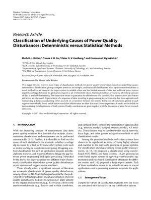 Math H.J. Bollen, Irene Y.H. Gu, Peter G.V. Axelberg and Emmanouil Styvaktakis Classification of Underlying Causes of Power Quality