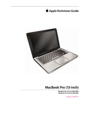 Apple Inc. Official Apple Technician Guide for Macbook Pro 13 2009