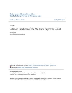 Fritz Snyder The citation practices of the Montana Supreme Court