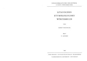 Fraenkel E. Litauisches etymologisches Wörterbuch