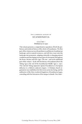 Helle K. The Cambridge History of Scandinavia, Volume 1: Prehistory to 1520