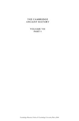 Walbank F.W., Astin A.E., Frederiksen M.W., Ogilvie R.M. The Cambridge Ancient History, Volume 7, Part 1: The Hellenistic World