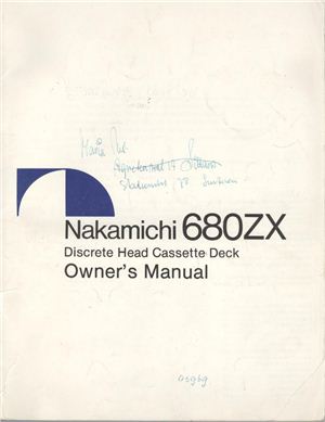 Руководство - Nakamichi 680ZX - Owner's manual