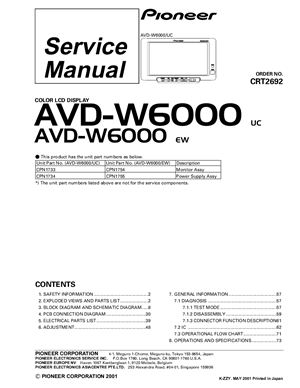 Автомобильный дисплей Pioneer AVD-W6000