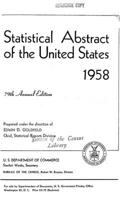 Statistical Abstracts of the United States 1958