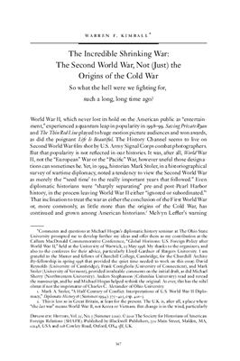 Kimball W.F. The incredible shrinking war: the Second World War, not (just) the origins of the Cold war