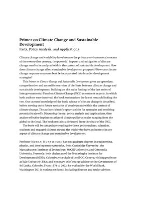 Munasinghe M., Swart R. Primer on Climate Change and Sustainable Development: Facts, Policy Analysis, and Applications