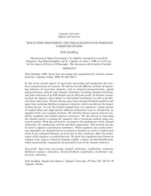 Lindskog E. Space-Time Processing and Equalization for Wireless Communications
