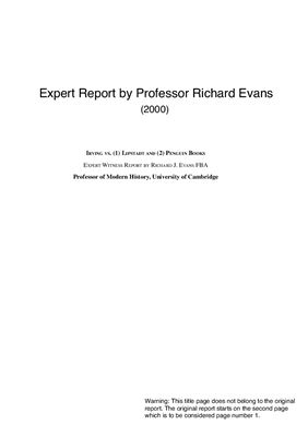 Evans R. Expert Report by Professor Richard Evans