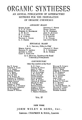 Organic syntheses. Vol. 27, 1947