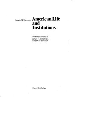 Stevenson Douglas K. American Life and Institutions