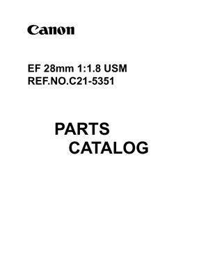 Объектив Canon EF 28mm 1: 1.8 USM Каталог Деталей (C21-5351)