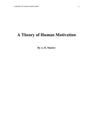 Maslow A.H. A Theory of Human Motivation