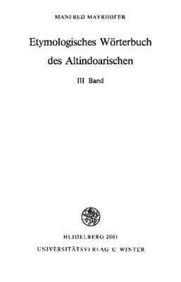 Mayrhofer M. Etymologisches W?rterbuch des Altindoarischen B. III