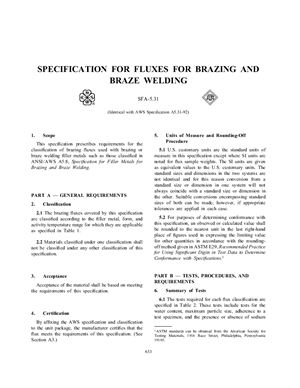 AWS A5.31-92/SFA-5.31 Specification for Fluxes for Brazing and Braze Welding (Eng)