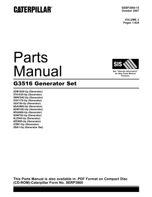 Caterpillar. Parts Manual. G3516 Generator Set