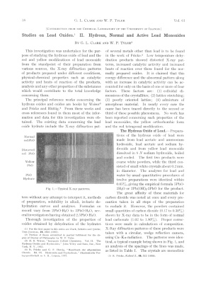 Clark G.L., Tuler W.P. Studies on Lead Oxides. II Hudrous, Normal and Active Lead Monoxide