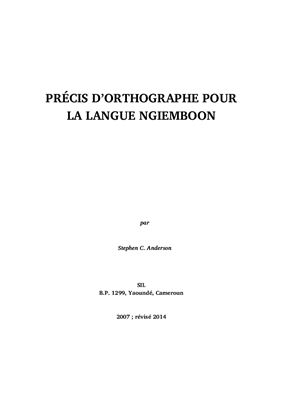 Anderson S.C. Précis d'orthographe pour la langue ngiemboon