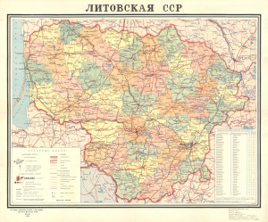 Литовская ССР. Справочная политико-административная карта