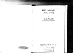 Bell C.R.V. The Somali Language