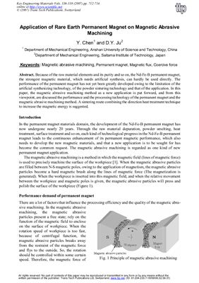Chen Y., Ju D.Y. Application of Rare Earth Permanent Magnet on Magnetic Abrasive Machining