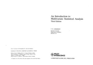 Anderson T.W. An introduction to multivariate statistical analysis