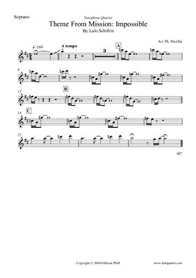 Schifrin L. Mission Impossible (theme). Saxophone Quartet. Ноты для саксофонов