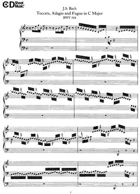 Бах И.С. Токката, Адажио и Фуга До Мажор (BWV 564)