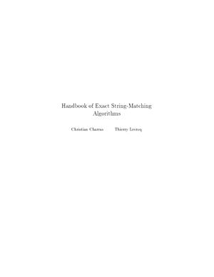 Charras C., Lecroq T. Handbook of Exact String-Matching Algorithms