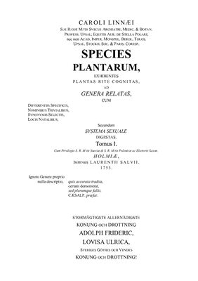 Linnaeus Carolus. Species Plantarum