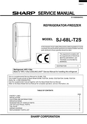 Холодильник Sharp SJ-68L-T2S