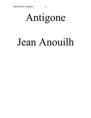 Anouilh Jean. Antigone