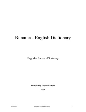 Lithgow Daphne. Bunama-English and English-Bunama Dictionary