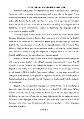 English as a Universal Language