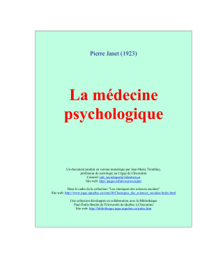 Janet Pierre. La médecine psychologique