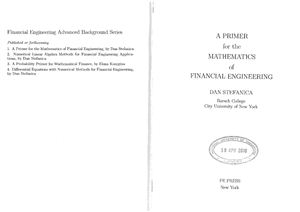 Stefanica D. A Primer for the Mathematics of Financial Engineering