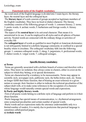 English Lexicology - ответы на экзамен