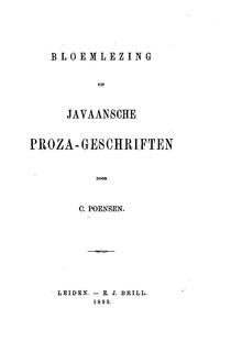 Poensen C. (ed.) Bloemlezing uit Javaansche Proza-geschriften