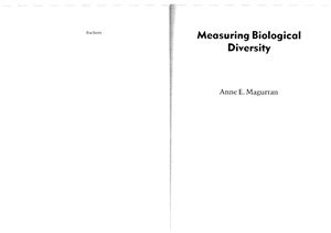 Magurran, A.E. Measuring biological diversity
