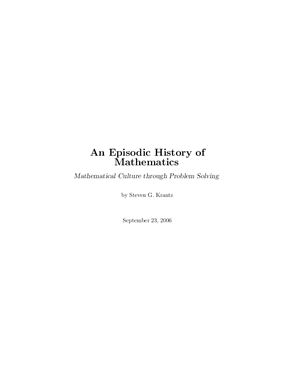 Krantz S.G. An Episodic History of Mathematics: Mathematical Culture through Problem Solving