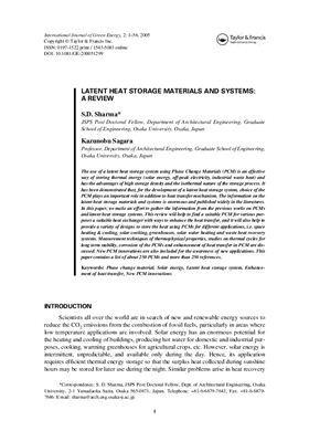 Sharma S.D., Sagara K. Latent heat storage materials and systems: a review (Фазопереходные теплоаккумулирующие материалы и системы: обзор)