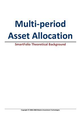 Multi-period Asset Allocation SmartFolio Theoretical Background автор неизвестен