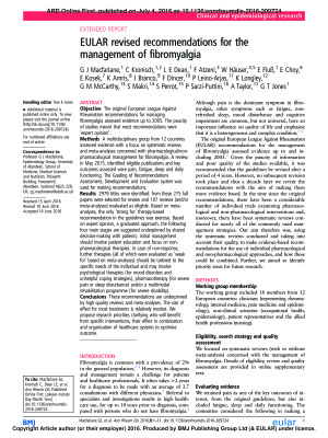 Macfarlane C.J et al. EULAR revised recommendations for the management of fibromyalgia