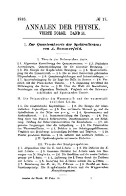 Sommerfeld A. Zur Quantentheorie der Spektrallinien