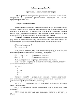 Литвиненко Ю.В. Программы разветвлённой структуры