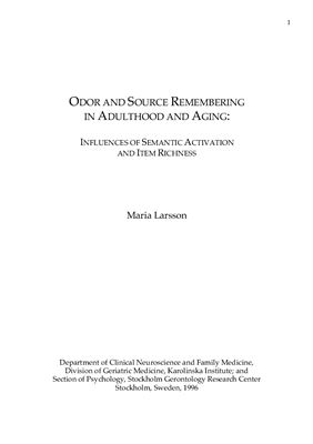 Larsson M. Odor and source remembering in adulthood and aging: Influences of semantic activation and item richness